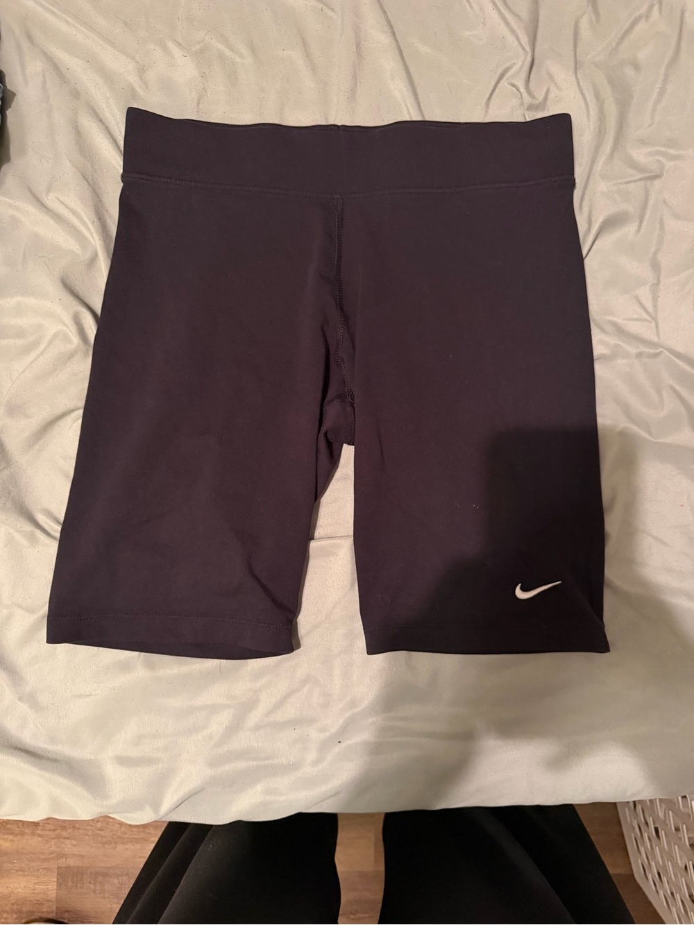 Nike Women's Dark Black Bike Shorts with White Swoosh